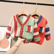 EVSOUMAC MOLY 키즈 배색 니트 가디건 J1731