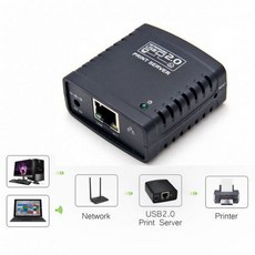 [해외] USB 2.0 LRP 인쇄 서버 공유 LAN 이더넷 네트워킹 프린터 전원 어댑터 USB 허브 1 MBPS 네트워크 인쇄 서버, 상세내용표시