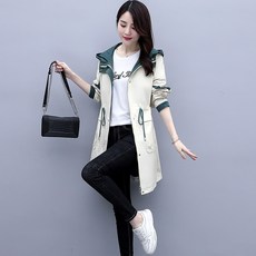 봄가을 와이드 루즈핏 추가 면 두꺼운 하프기장 캐쥬얼 트렌치코트 여성 겨울