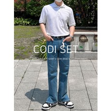 남성데님반팔바지세트