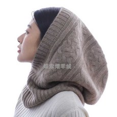 캐시미어 바라클라바 넥워머 겨울 후드 모자 도톰한, 검은색