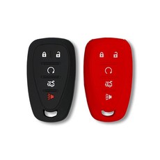 Autobase 112841 쉐보레 말리부 카마로 트랙스 트래버스 트레일블레이저 소닉 블레이저 크루즈 볼트 이쿼녹스 스파크용 실리콘 키 포브 커버 | 쉐보레용 자동차 액세서리 보호, 블랙과 레드, 1개