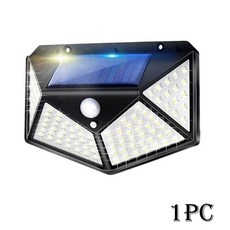 마당조명 태양열 정원등 최신 야외 100 led 센서 모션 라이트 3 모드 야외 무선 램프 ip65 방수 벽, 1개