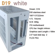 K39 D19 A39 HTPC Mini ITX A4 섀시 게임 컴퓨터 지원 그래픽 카드 RTX2070 I7 가장 작은 독립 디스플레이 케이스, D19 White, 05 D19