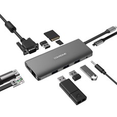 컴썸 C타입 HDMI 멀티 허브 HDMI 11 in 1 USB 3.0 CT-110P 그레이 실버, SPACE GRAY, 11개 - 블루투스허브