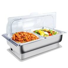 스텐 보온기 차핑디쉬 기계 호텔 업소용 푸드 훼딩홀 푸드워머, 1개, 두꺼운 3칸 13L/휴대용 뚜껑