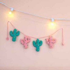 [천삼백케이] [오뜨리꼬] 코바늘 DIY- 플라밍고 컬러 선인장 가랜드, 단품