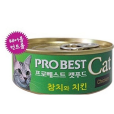 프로베스트 캣푸드 고양이 간식캔, 참치 + 치킨 혼합맛, 24개입