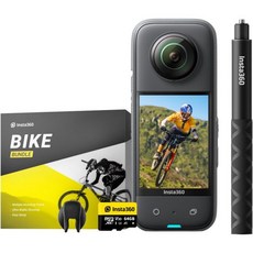 Insta360 블랙박스 액션캠 바디캠 X3 바이크 키트 - 방수 360 액션 카메라(1/2" 48MP 센서 포함) 5.7K 액티브 HDR 비디오 72MP 사진 4K 싱글, 자전거 키트 미국직구