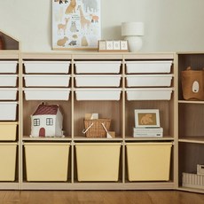 한샘 샘키즈 1단 미니박스 수납책장 1305 크림옐로우, (몸통)라이트메이플/(박스)화이트/옐로우(B)