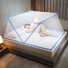 모기장 원터치 접이식 바닥 없는 기숙사 설치 암호화 싱글 도어 침대 캐노피 캠핑 텐트 천장, 7.sky blue - 80x190