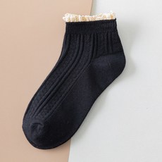 봄과 여름 일본 대학 스타일 레트로 우드 이어 여성 더블 바늘 레이스 보트 양말 코튼 양말 솔리드 컬러 여성용 양말