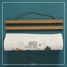 2021년 자수 캔버스 달력 패브릭 원목 벽걸이 달력, at home2021