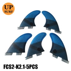 Fcs2 핀 k2.1 fcs ii 블루 스러 스터 핀 세트 유리 섬유 트라이 쿼드 핀 서핑 핀 수상 스포츠 quillas surf|서핑|, 1개, 5pcs  fins