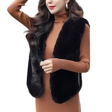  여성 가을겨울 퍼조끼 숏 뽀그리 모조 토끼털 민소매 코트 Women s vest 