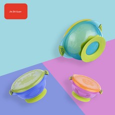 SL 진짜 싸다 어린이 아기 식기 유아 강력 흡입 그릇 뚜껑 3종세트, 3종 세트