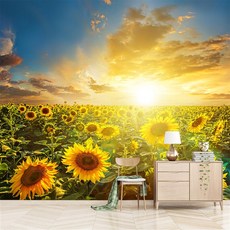 3d 아름다운 해바라기 벽화 벽지 카페 레스토랑 거실 낭만적 인 배경 벽화 벽화 드 pared 홈 장식, 1개, Material-3