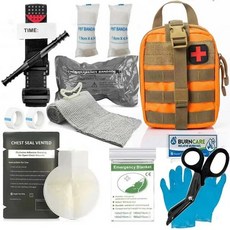 생존 응급 처치 키트 의료 군사 풀 세트 IFAK Molle EDC 파우치 야외 장비 외상 가방 캠핑 하이킹, 04 orange, 1개