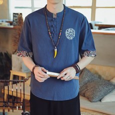 남자 상하의세트 마 남성 면 바지 린넨 삼베 개량 여름 소재 생활한복 퓨전