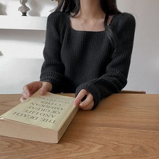 [리얼코코] 소울 스퀘어넥 퍼프니트