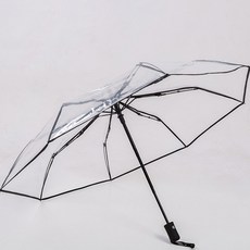 RRD934069투명 3단 고급 튼튼한 초경량 완전 자동 우산 블랙