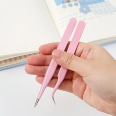 다파요몰 1+1 스텐 정밀 네일 핀셋, 1세트, 그린(곡선형+곡선형)