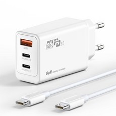 모아리 GaN PD 65W PPS 멀티 고속 충전기 3포트 C타입 충전기(+CtoC 100W 케이블), 1개, 화이트
