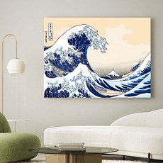 백앤아트 일본 명화 우키요에 호쿠사이 가나가와 해변의 높은파도 후지산 그림 액자 동양화, 가나가와해변의높은파도아래, 캔버스포스터만
