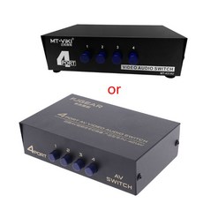 전원 4 방향 RCA 분배기 상자 4 in 1 OUT 복합 비디오 오디오 분배 복사기 Wii X-Box DVD PS2, 검은 색, 1개