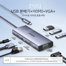 유그린 고급 C타입 도킹스테이션 USB멀티허브 3HDMI 노트북 맥북 포트확장 젠더, P 7-in-1