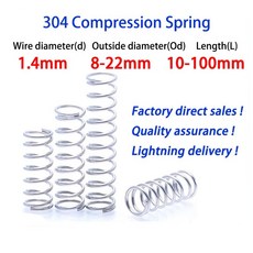 토션스프링 스프링팜 10 개/ 1.4mm 와이어 스테인레스 스틸 마이크로 소형 압축 스프링 OD 8mm 22mm 길이 10mm 100mm 지원 사용자, [00] 1.4mm, [15] 8mm, [00] 20mm(10Pcs)