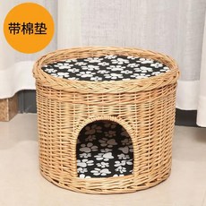 여름 고양이 둥지 더블 레이어 초 케이지 집 라탄 빌라 하우스, 1개