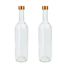 가인글로벌 와인750 투명병 + 스탬핑 숏캡 골드, 2개, 750ml