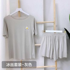 원모어 반팔반바지세트 커버 짧은 반바지set 자수 실얼음 여성 외출함 데이지 홈웨어잠옷 캐주얼복