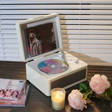 레트로 CD플레이어 휴대용 블루투스 스피커 LP 모양, B