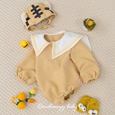 로니하니베이비 맘커플룩 아기옷모자세트 세일러카라 아기바디슈트 커플룩 돌아기옷 아기롬퍼