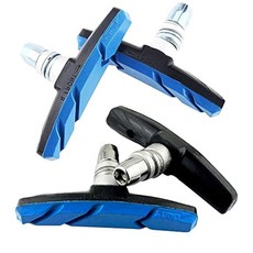 WIROJ 2켤레(4피스) MTB 자전거 고무 V-브레이크 패드 무소음 미끄럼 방지 70mm, Blue