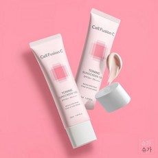 셀퓨전씨 리뷰5 000p 토닝 썬스크린 50ml+50ml 자연스러운 밀착 톤업 베이스 선크림