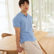 어깨넓어보이는 유혹의 아이스 쿨링 머슬핏 오픈카라 니트 티셔츠