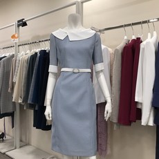 케이엘 KL 중앙로 블루잔체킹 카라포인트 H라인 원피스