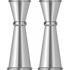더블 칵테일 지거 일본 지거 세트 스테인레스 스틸 바 측정 지거 1 & 2 oz by Homestia Silver 2pcs Jigger Set, 단일옵션