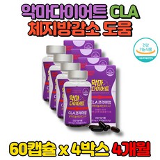 고함량 CLA 공액리놀산 악마 다이어트 홍아씨 독일 토날린 홍화씨 기름 추출물 씨엘에이 잇꽃 체지방 감소 도움, 60캡슐, 4박스