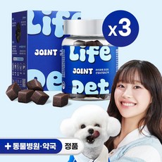 라이프펫 애견 강아지 관절영양제 슬개골탈구 디스크 MSM 클루코사민 칼슘 반려견 뼈 관절강화 노견 노령견 관절통증완화 조인트 90g 츄영양제, 뼈/관절강화, 3개