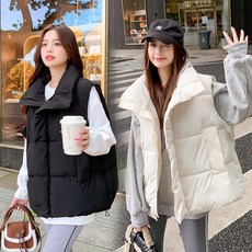 DFMEI 베스트 추동 루즈핏 패딩 베스트 조끼 숏코트 여성경량패딩
