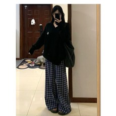편한 끼임없는 파자마 수면 바지(고무줄바지)