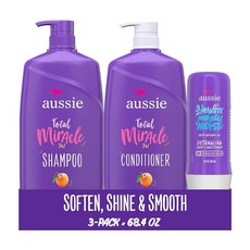 Aussie 토탈 미라클 샴푸 컨디셔너 및 3분 딥 헤어 트리트먼트 살구 & 호주 마카다미아 오일 3종, Aussie 토탈 미라클 샴푸 컨디셔너 및 3분 딥 헤