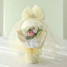 뷰티풀데코센스 조화 티아라 공주 꽃다발, 옐로우, 1개