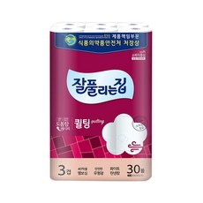 잘풀리는집 두루마리휴지 퀼팅 화장지 3겹 30m 30롤, 30개, 30개입