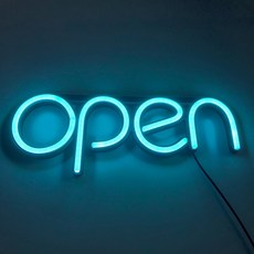 차이미 LED 네온사인 OPEN 오픈 카페 가게 개업간판 네온보드 전광판 영업중, 기본타입, 스카이블루