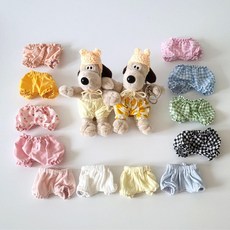  (당일발송) 그로밋옷 모남희옷 숀옷 모루인형옷 인형키링 바지 고쟁이 10cm 15cm 체크무늬 블루 고쟁이  상품 이미지